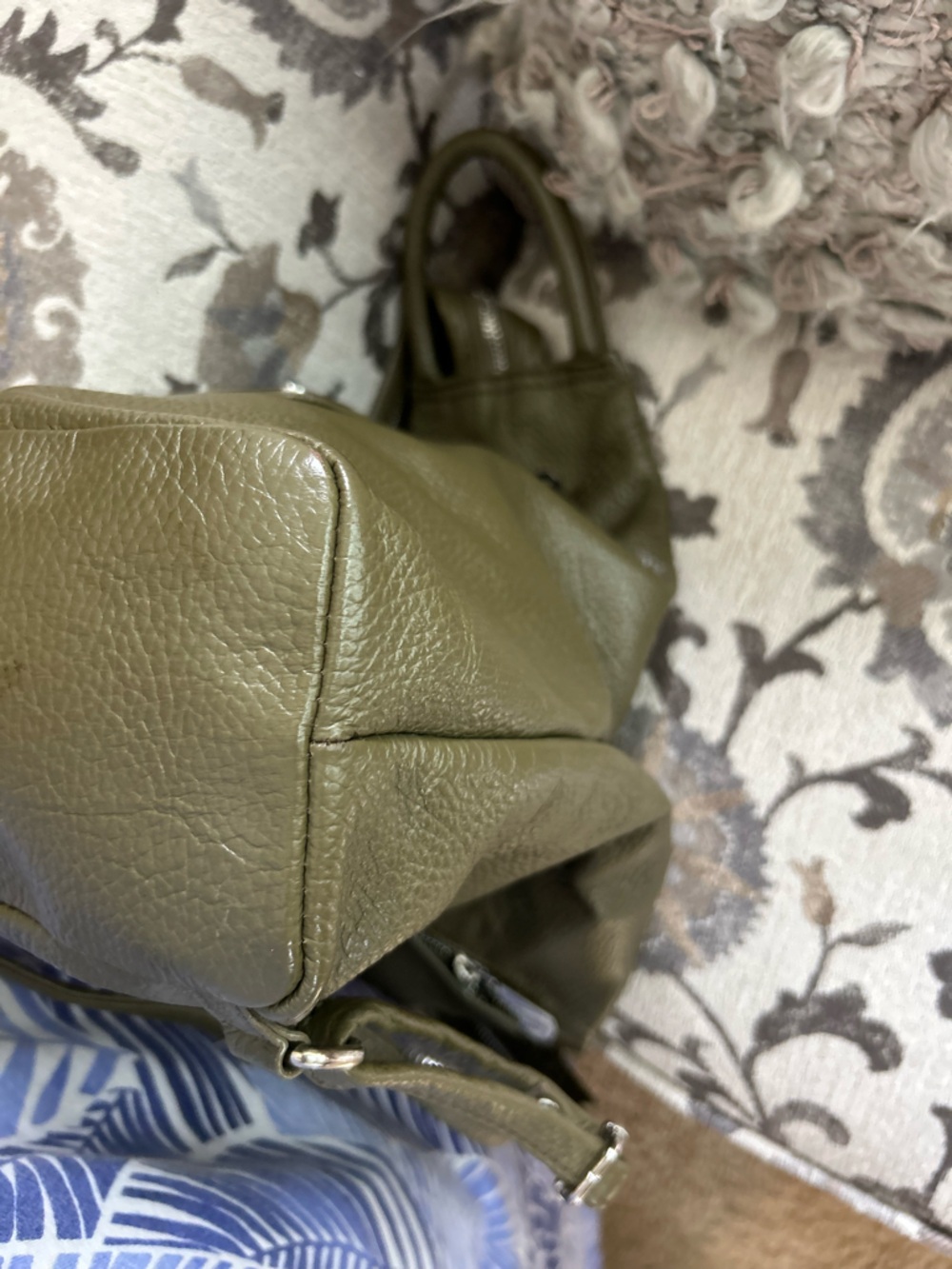 Valentina Olive Green Leather Convertible Sling Backpack - Picture 9 of 15